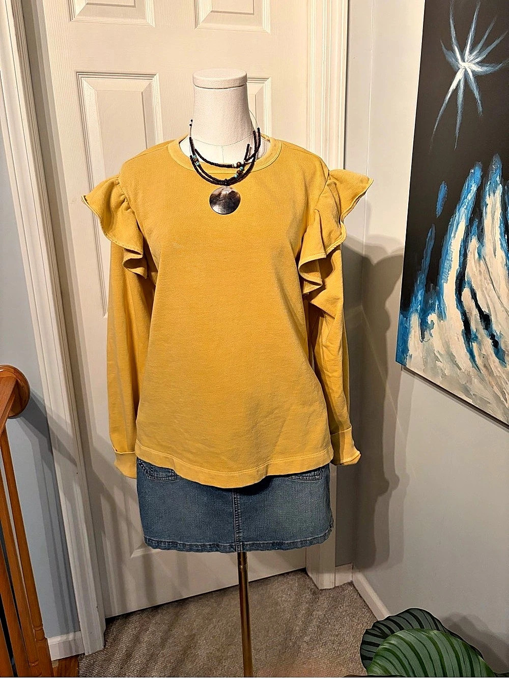 Old Navy Yellow Ruffle Sleeve Top Size XL